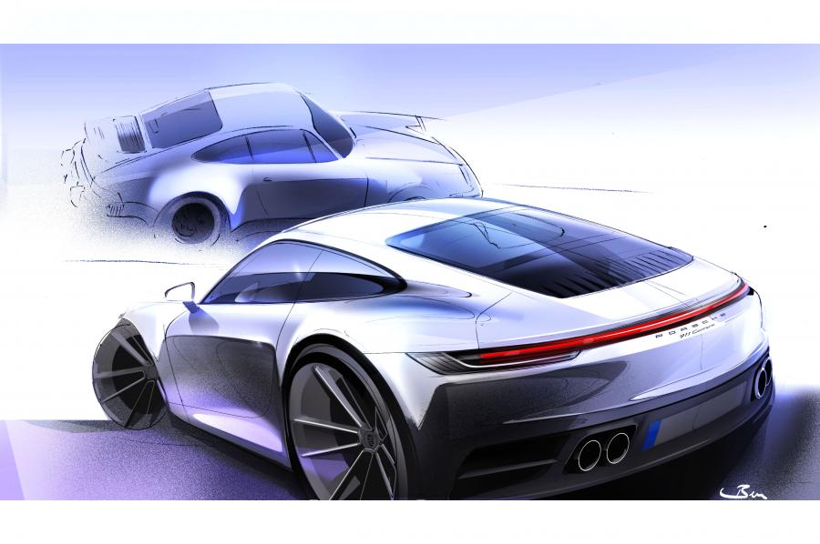 Эскиз Porsche 911 Carrera (992) 2019 года  (WW) (фото 143 из 148)